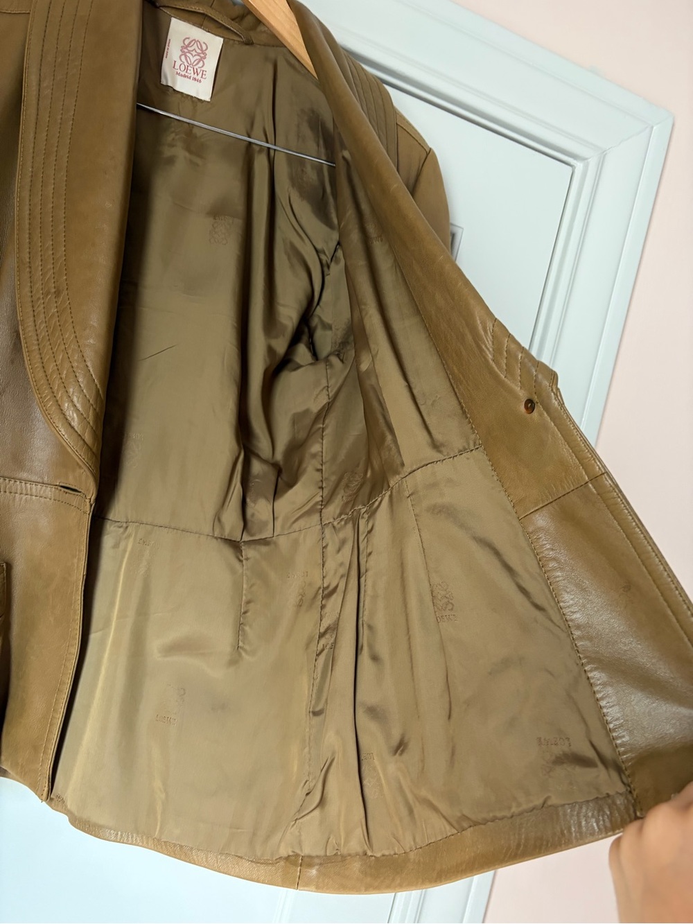 Loewe Brown Leather Shawl-Collar Blazer - Picture 7 of 13